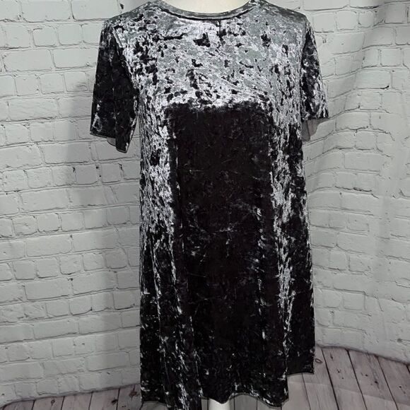 Forever 21 - crushed velour gray dress - S - Picture 1 of 4
